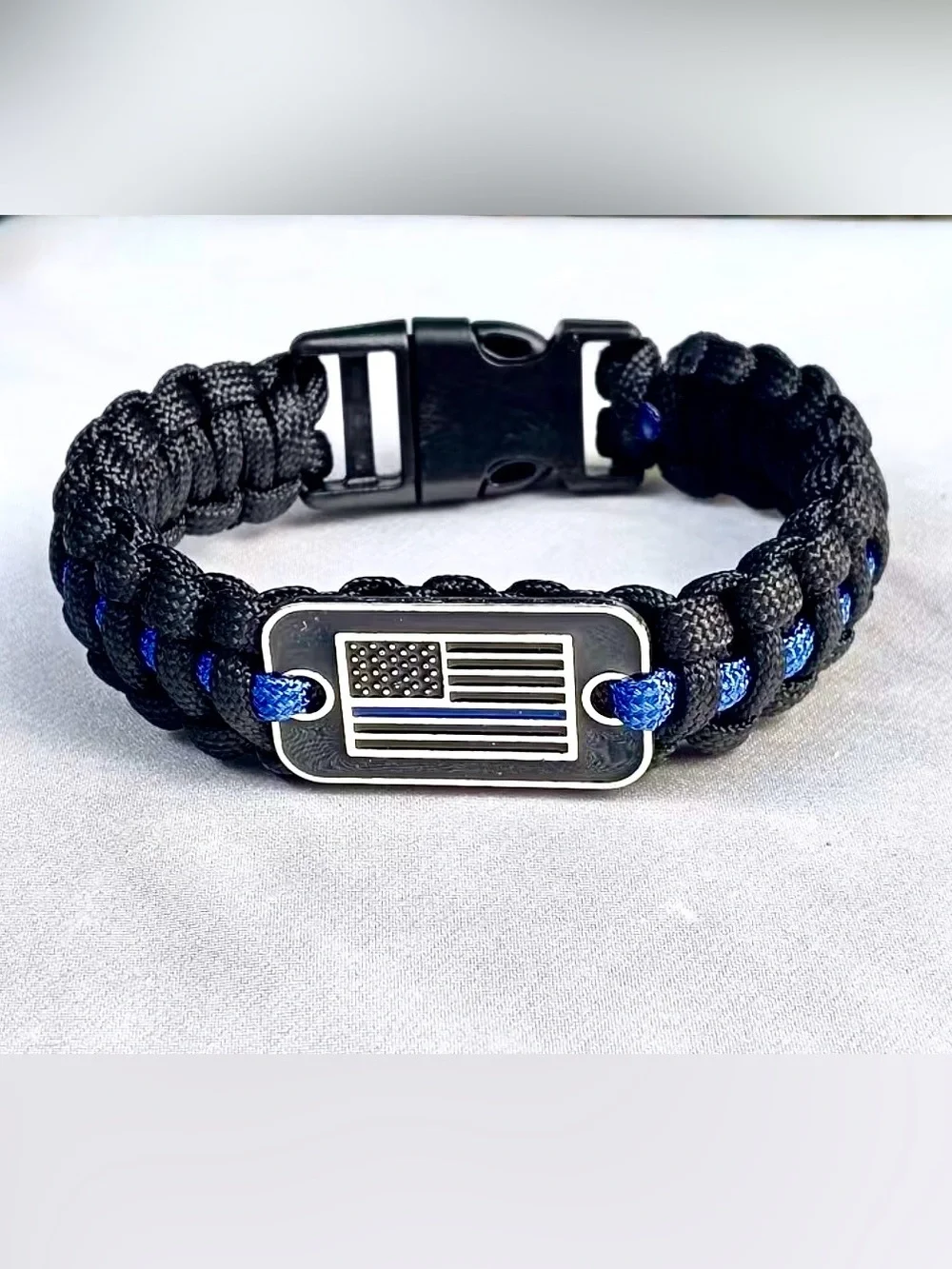 Thin Blue Line Paracord Bracelet - Black and Blue Men’s Accessory
